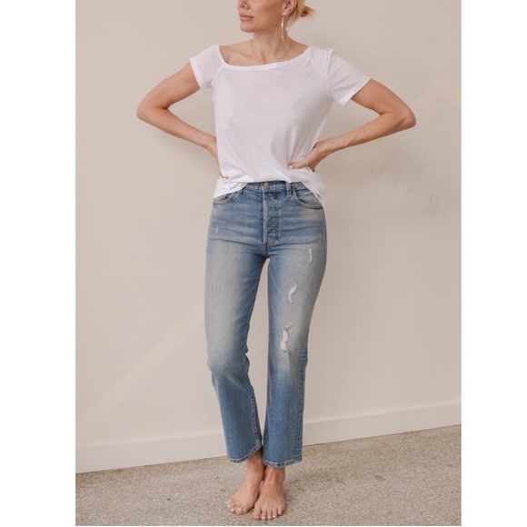 Anthropologie Boyish Brady High Rise Crop Flare Jeans Light River Wash 26 NWT - Picture 15 of 16